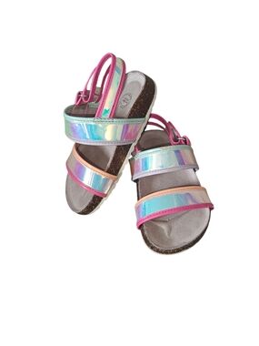 Wonder Nation Girls Iridescent Footbed Slide Sandals